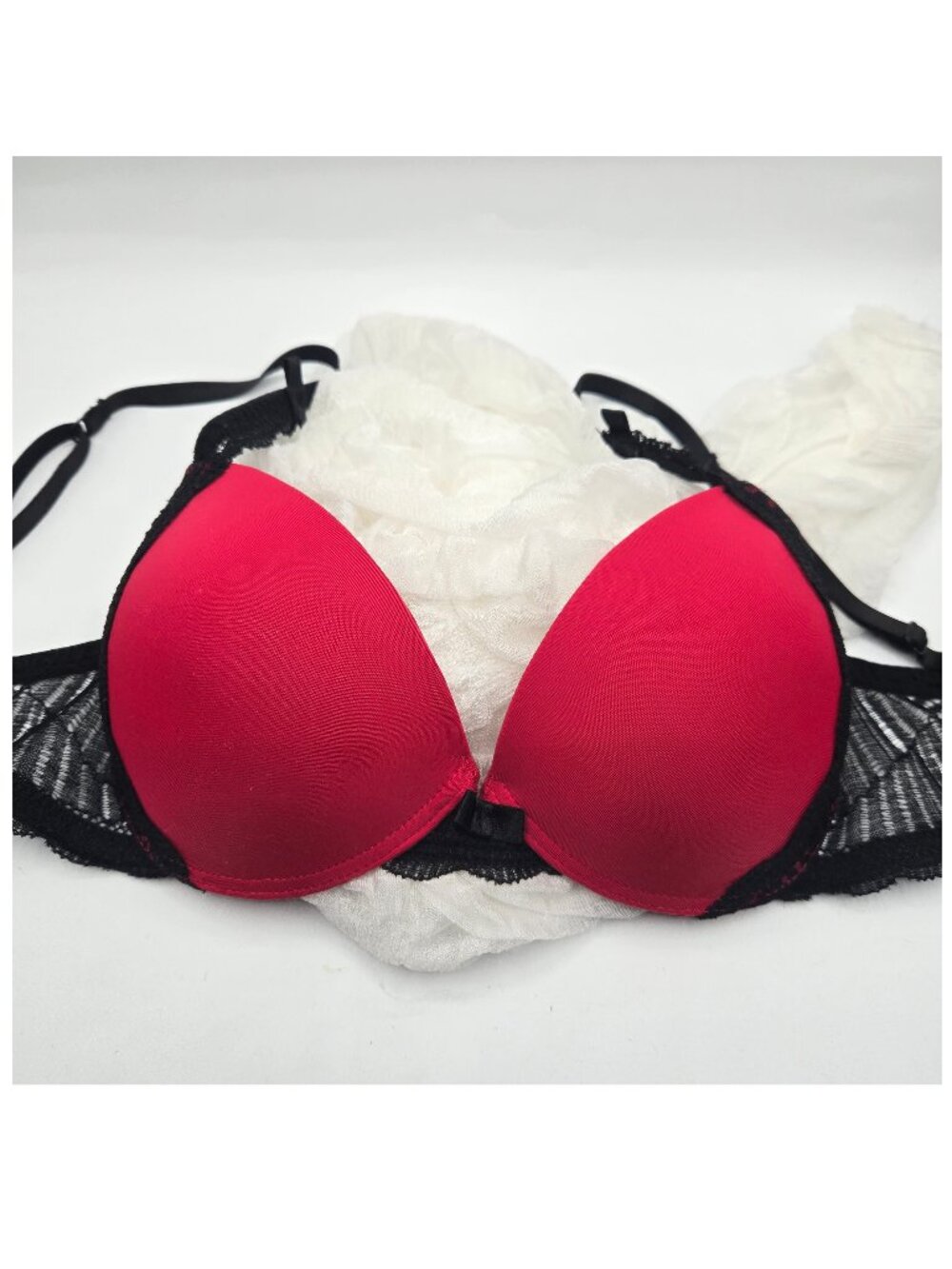 Felina Red Push-Up Bra 34B Lace Trim Underwire